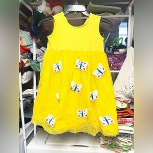 8y Hanna Andersson Bright Yellow Dress with Butterfly Accents